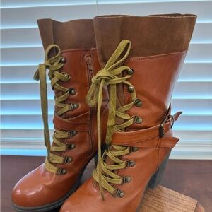 Elegant Tan Lace-Up Boots